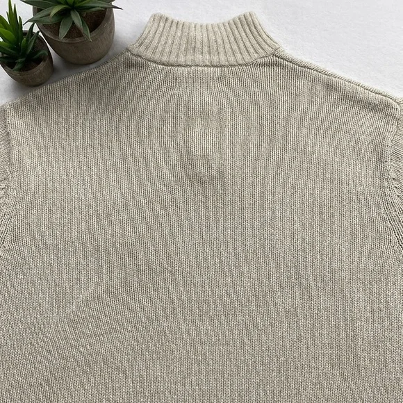 Chaps Knit Mock Neck Quarter Button Elbow Patch Long Sleeve Pullover Sweater - Picture 4 of 16